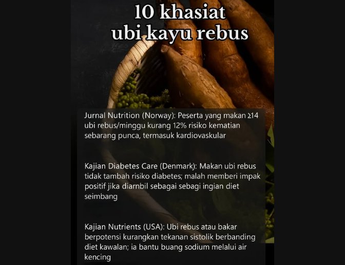 Khasiat Ubi Kayu Rebus – Kajian Terkini dan Cadangan Diet Sihat